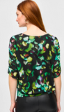 Mesh Abstract Print Blouson Top