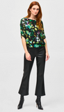 Mesh Abstract Print Blouson Top