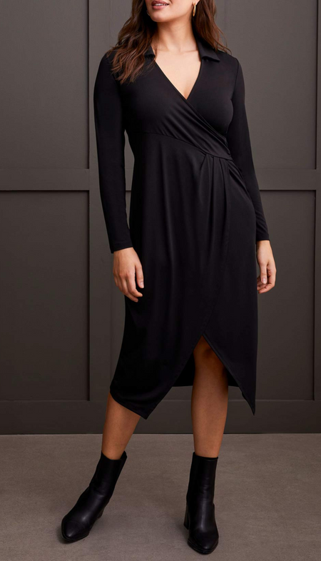 Mock Neck Midi Dress