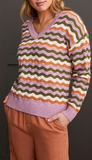 V Neck Drop Shoulder Sweater