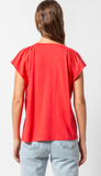 Shirred Shoulder V-Neck