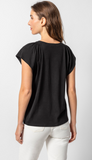 Shirred Shoulder V-Neck