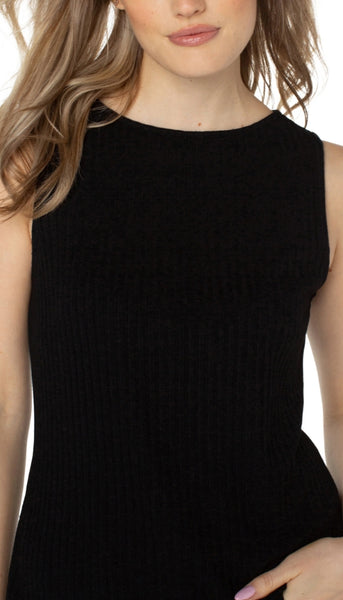 Slvless Boat Neck Rib Knit Top