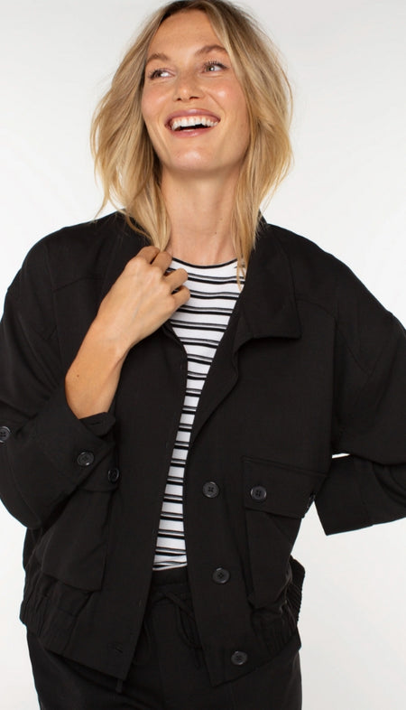 Notch Collar Boxy Fray Hem Jacket