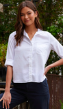 Shirt Tail Button Down - White