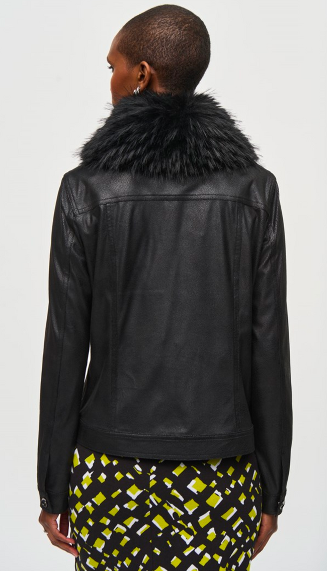 Faux Fur Collar Suede Jacket