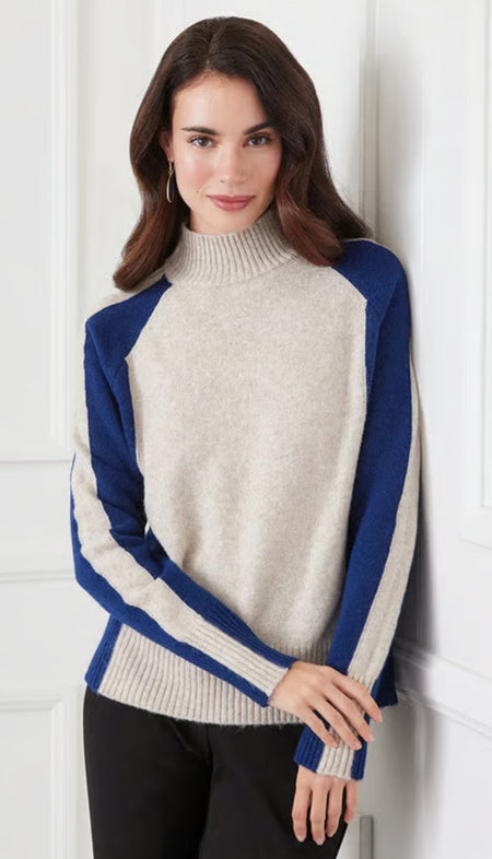 Long Sleeve V Neck Colorblock Sweater