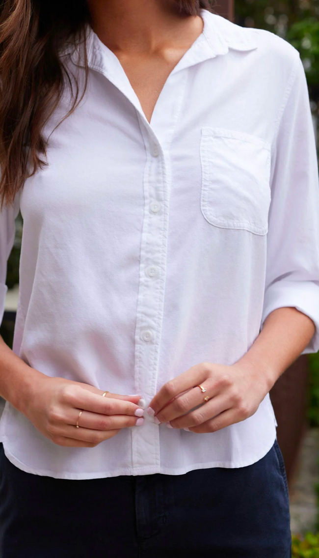Shirt Tail Button Down - White