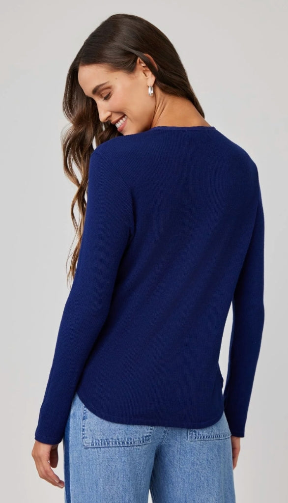 Long Sleeve Wide Placket Henley