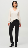 Pleated Boxy V Neck Top