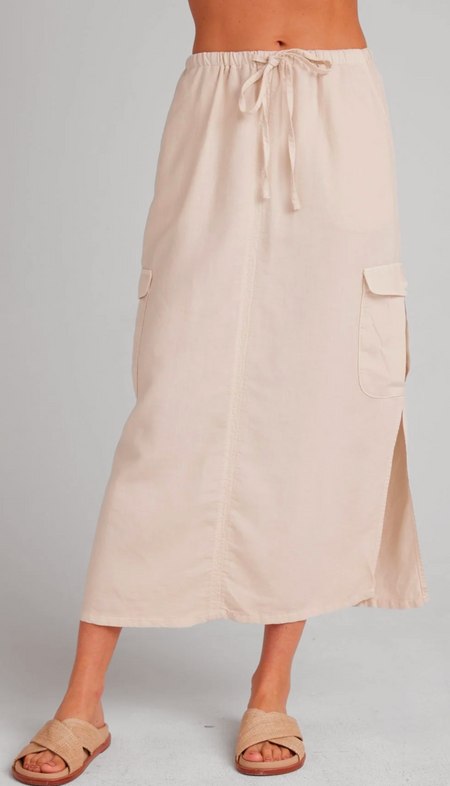 Pull On Midi Skirt Elastic Waist