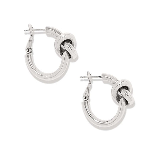 Interlok Single Knot Silver Hoop Earrrings