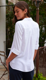 Shirt Tail Button Down - White