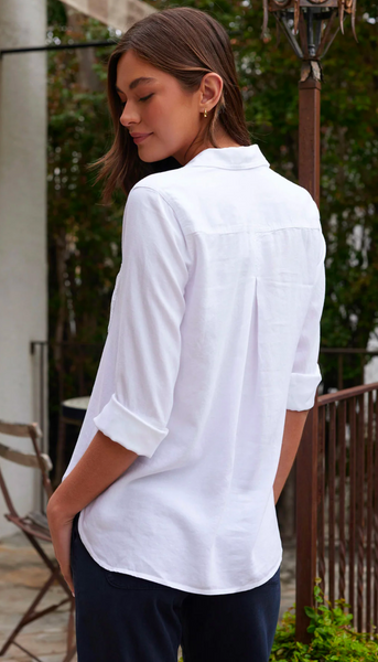 Shirt Tail Button Down - White