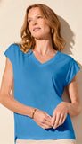 Cap Sleeve V Neck Top