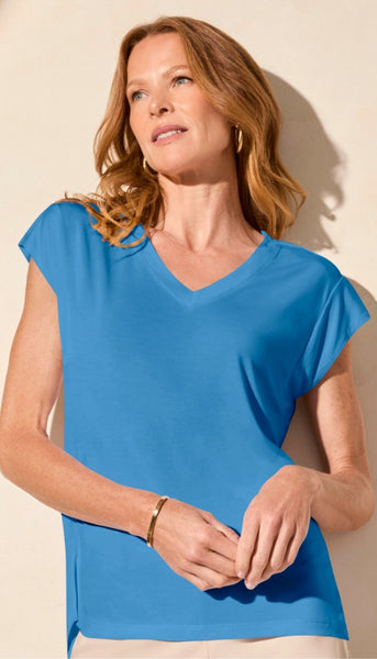 Cap Sleeve V Neck Top