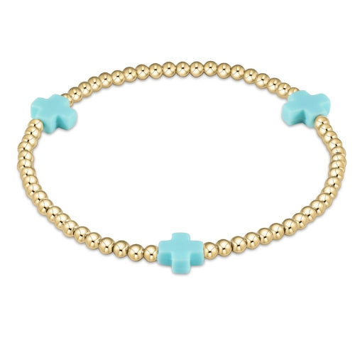 Signature Cross Turquoise-3Mm Beaded Bracelet