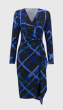 Silky Abstract Print Wrap Dress