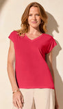 Cap Sleeve V Neck Top