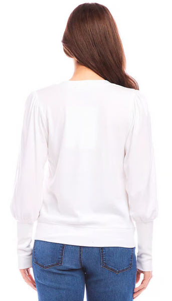 V Neck Bishop Sleeve Top