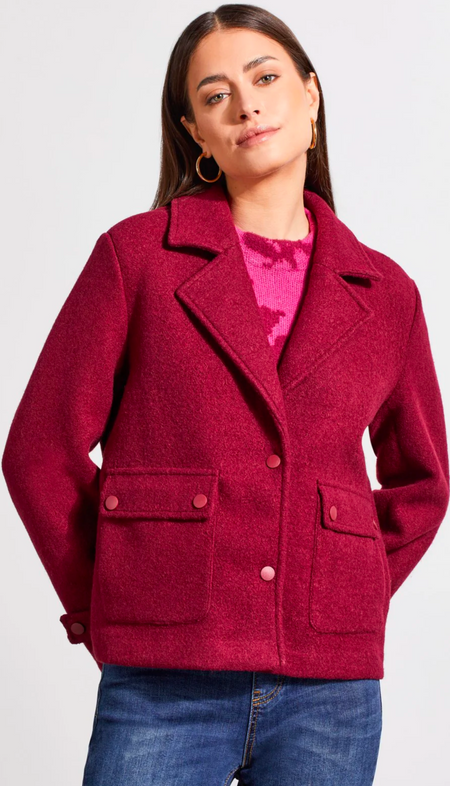 Stretch Boiled Wool Jacket with Pocket