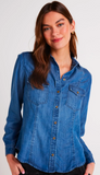 Long Sleeve Seamed Shirt - Moonlit Haze Wash