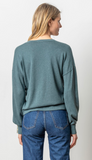 Snap Cuff V Neck Sweater