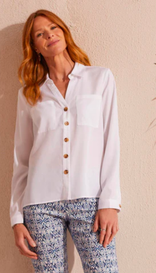 Long Sleeve Button Front Blouse