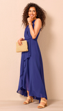 Sapphire Cascading Halter Dress