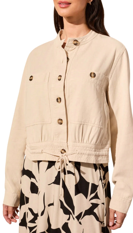 Long Sleeve Button Front Jacket with Chest Pocket