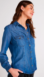 Long Sleeve Seamed Shirt - Moonlit Haze Wash