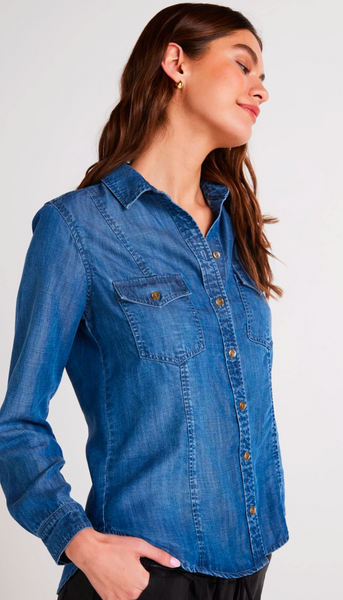 Long Sleeve Seamed Shirt - Moonlit Haze Wash