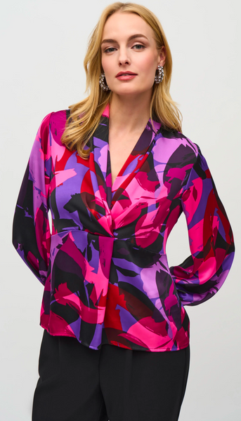 Satin Abstract Print Trapeze Top