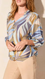 3/4 Sleeve Button Front Blouse