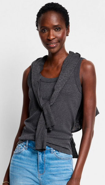 Perfect Knit Rib Scoop Tank - Charcoal Heather