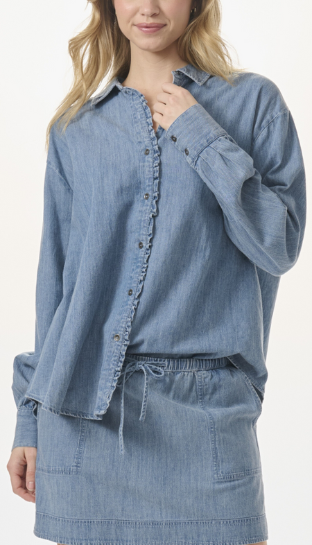 Soft Washed Waffle Henley Top with Buttons