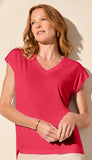 Cap Sleeve V Neck Top