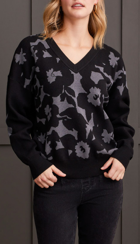 V Neck Drop Shoulder Sweater