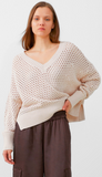 Nini Crochet V Neck - Oatmeal