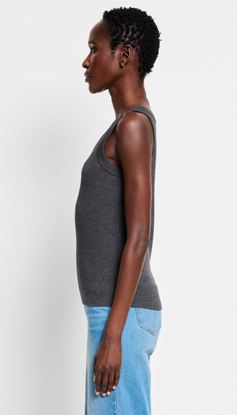 Perfect Knit Rib Scoop Tank - Charcoal Heather