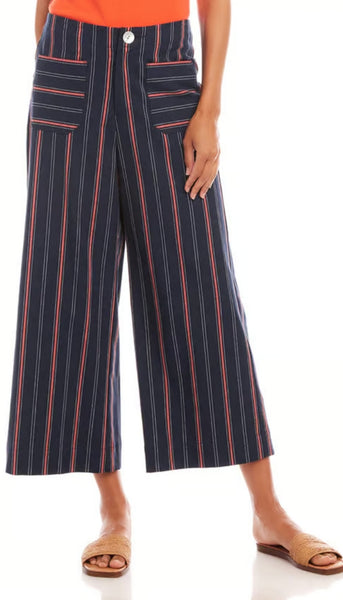 Stripe Cropped Wide Leg Pants