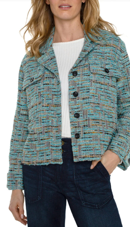 Stretch Boiled Wool Jacket with Pocket