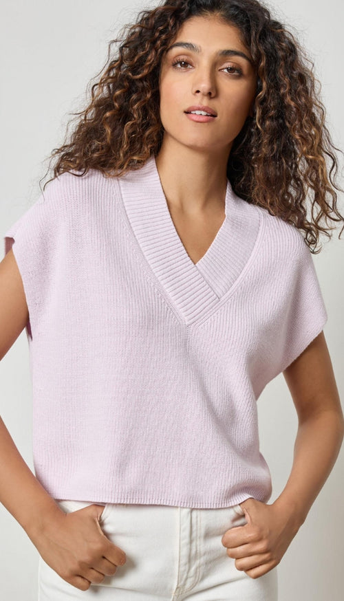 Wide Trim V-Neck Sweater