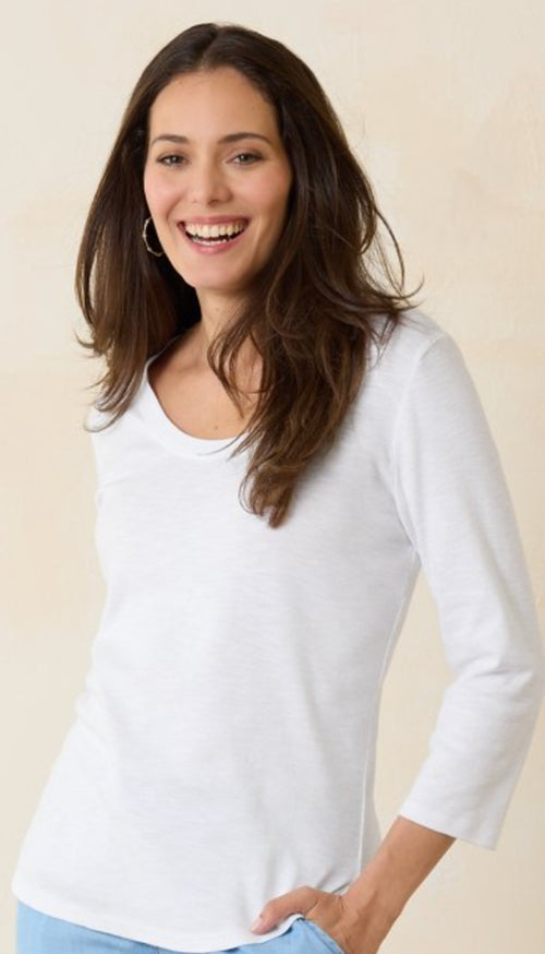 Ashley Isles Rib 3/4 Sleeve Scoop Neck