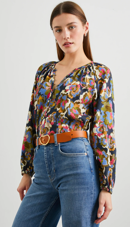 Satin Abstract Print Trapeze Top