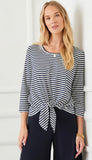 3/4 Sleeve Tie Front Top