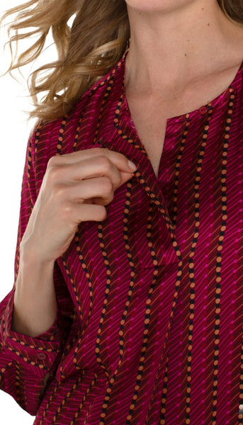 Long Sleeve Popover Woven Blouse