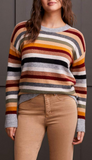 Long Sleeve Crew Neck Stripe Sweater