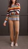 Long Sleeve Crew Neck Stripe Sweater