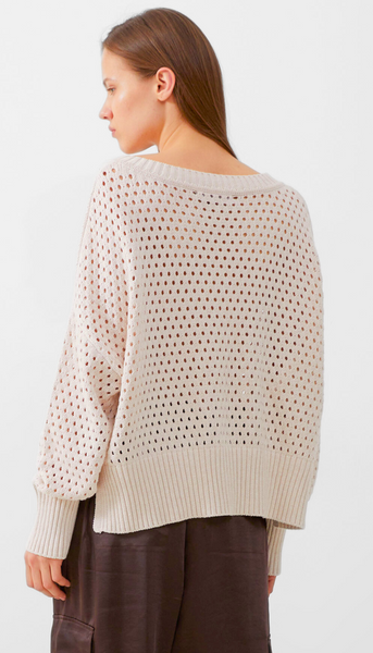 Nini Crochet V Neck - Oatmeal